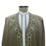 Buhara Yaka Nakışlı Cübbe - Yesil - Gold Nakış